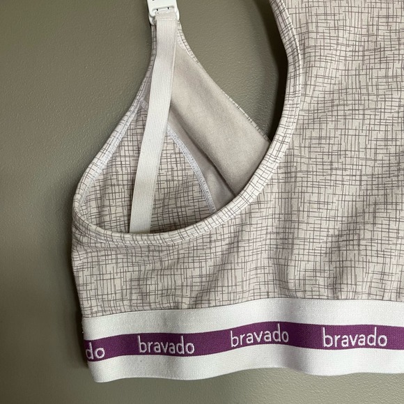 Bravado Designs Original Nursing Bra Crosshatch Grey Sz Medium Wireless Bralette - Picture 14 of 16